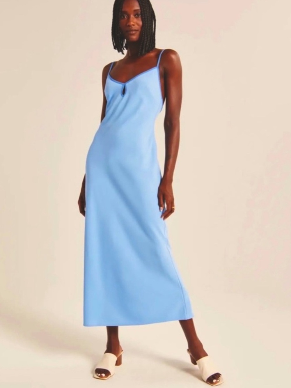 Abercrombie & Fitch Light Blue Slip Maxi Dress